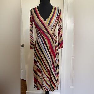 BCBG MaxAzria Multi Color Striped True Wrap Dress Size XS